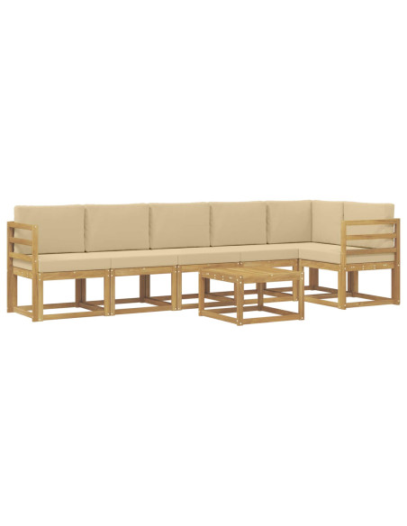 Set di divani da esterno 7 pcs Bianco e Beige Poliestere