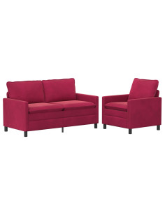 Set di divani 2 pcs Rosso Vino Velluto 2