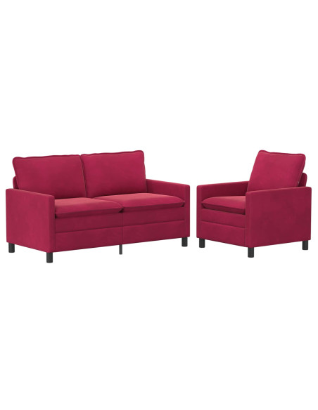 Set di divani 2 pcs Rosso Vino Velluto