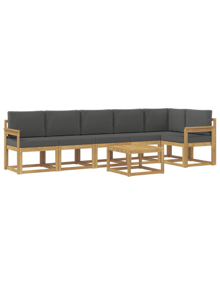 Set di divani da esterno 7 pcs Bianco e Antracite Poliestere