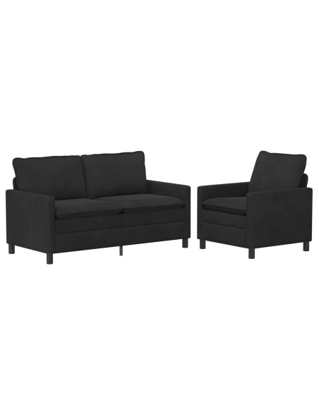 Set di divani 2 pcs Nero Velluto
