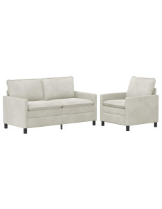Set di divani 2 pcs Crema Velluto 2