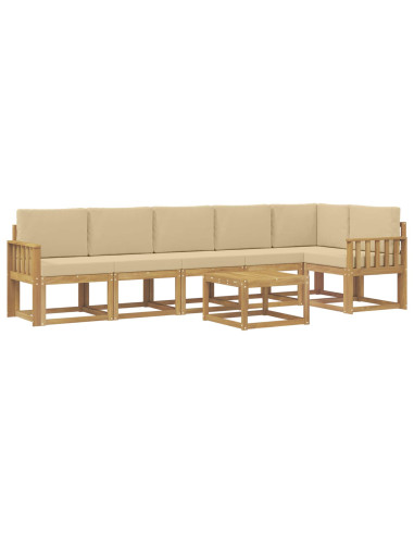 Set di divani da esterno 7 pcs Bianco e Beige Poliestere