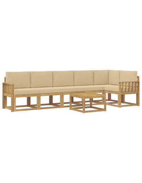 Set di divani da esterno 7 pcs Bianco e Beige Poliestere