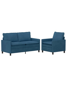Set di divani 2 pcs Blu Velluto 2
