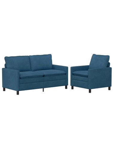 Set di divani 2 pcs Blu Velluto
