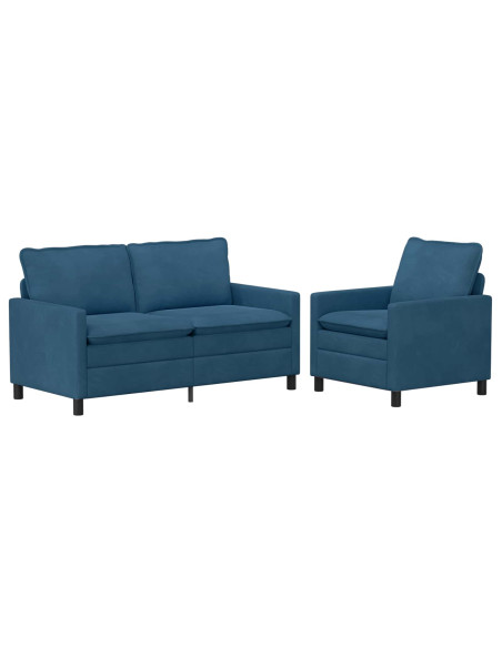 Set di divani 2 pcs Blu Velluto