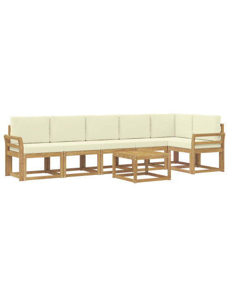 Set di divani da esterno 7 pcs Bianco e Crema Poliestere