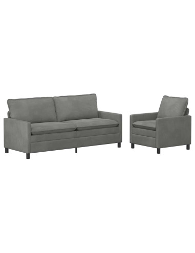 Set di divani 2 pcs Grigio Scuro Velluto