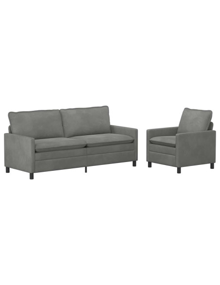 Set di divani 2 pcs Grigio Scuro Velluto