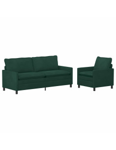 Set di divani 2 pcs Verde Scuro Velluto 2