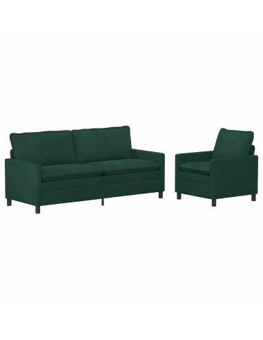 Set di divani 2 pcs Verde Scuro Velluto