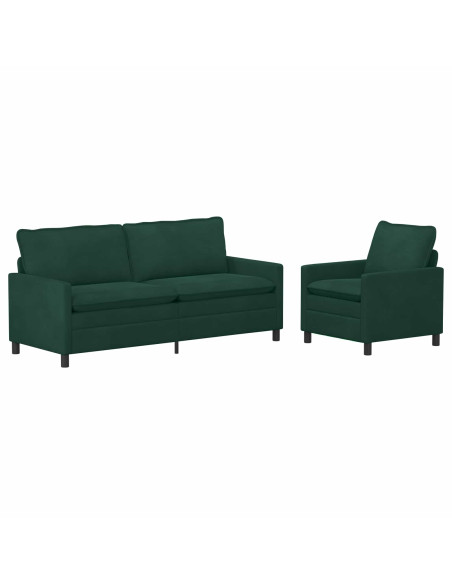 Set di divani 2 pcs Verde Scuro Velluto