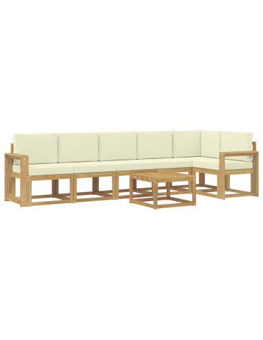 Set di divani da esterno 7 pcs Bianco e Crema Poliestere