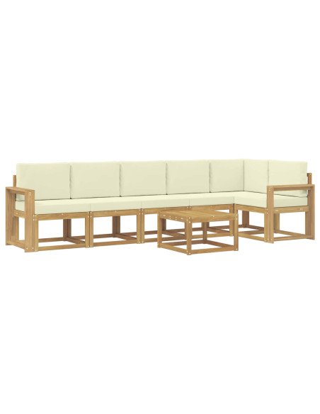 Set di divani da esterno 7 pcs Bianco e Crema Poliestere