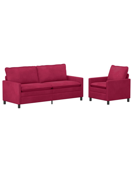 Set di divani 2 pcs Rosso Vino Velluto
