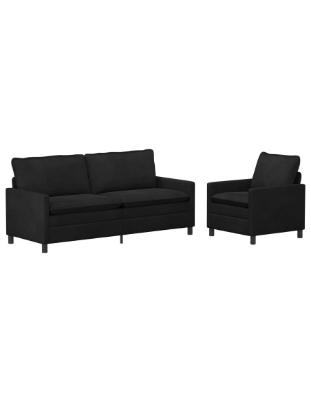 Set di divani 2 pcs Nero Velluto