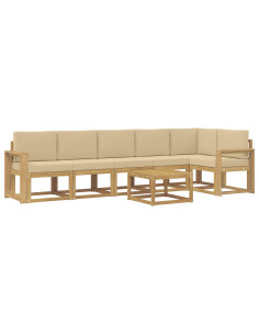 Set di divani da esterno 7 pcs Bianco e Beige Poliestere 2