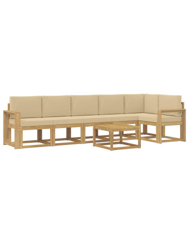 Set di divani da esterno 7 pcs Bianco e Beige Poliestere