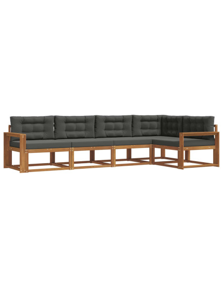 Set di divani da esterno con cuscino 5 pcs Naturale e Antracite