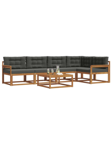 Set di divani da esterno con cuscino 6 pcs Naturale e Antracite