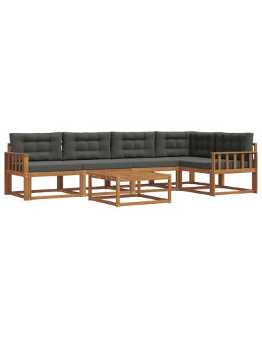 Set di divani da esterno con cuscino 6 pcs Naturale e Antracite