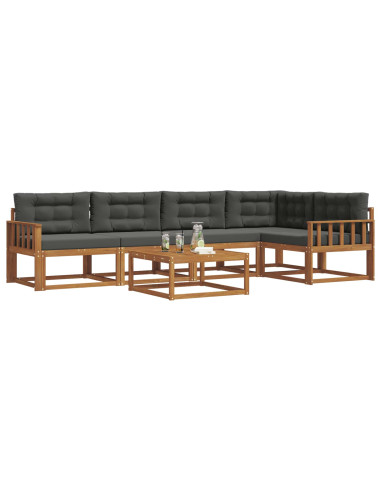 Set di divani da esterno con cuscino 6 pcs Naturale e Antracite
