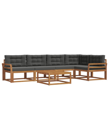 Set di divani da esterno con cuscino 6 pcs Naturale e Antracite