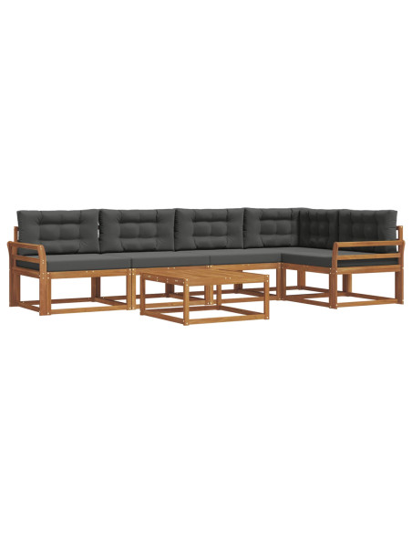Set di divani da esterno con cuscino 6 pcs Naturale e Antracite