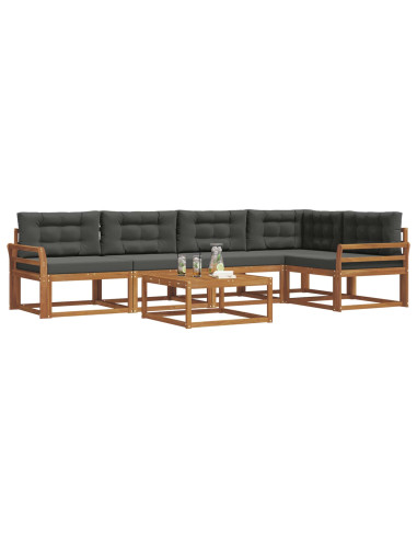 Set di divani da esterno con cuscino 6 pcs Naturale e Antracite