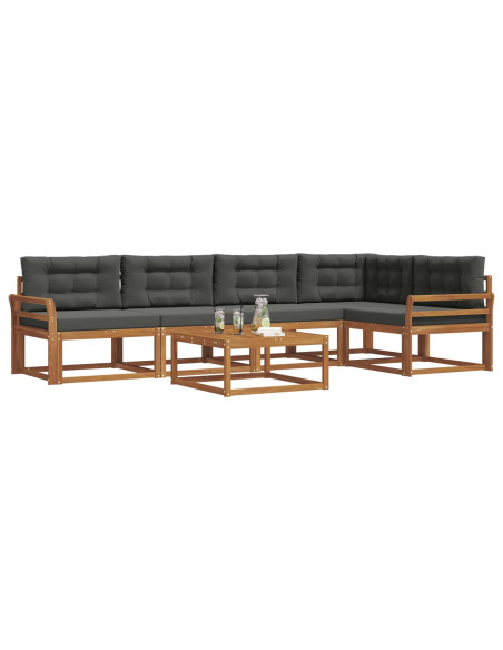 Set di divani da esterno con cuscino 6 pcs Naturale e Antracite