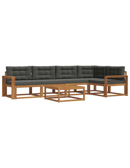 Set di divani da esterno con cuscino 6 pcs Naturale e Antracite