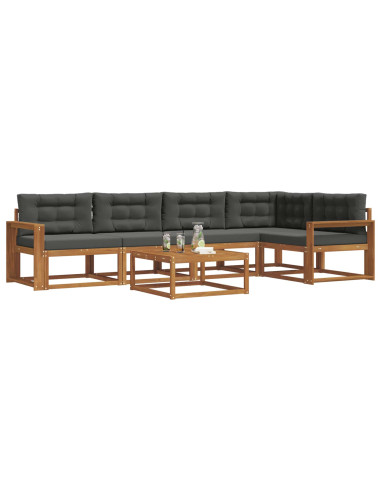 Set di divani da esterno con cuscino 6 pcs Naturale e Antracite