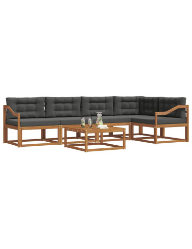 Set di divani da esterno con cuscino 6 pcs Naturale e Antracite