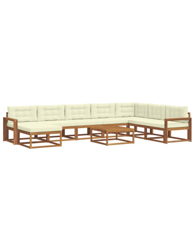 Set di divani da esterno con cuscino 9 pcs Naturale e Crema