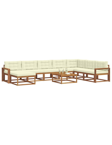 Set di divani da esterno con cuscino 9 pcs Naturale e Crema