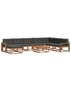 Set di divani da esterno con cuscino 9 pcs Naturale e Antracite 2