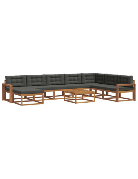 Set di divani da esterno con cuscino 9 pcs Naturale e Antracite