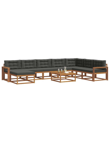 Set di divani da esterno con cuscino 9 pcs Naturale e Antracite