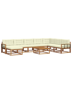 Set di divani da esterno con cuscino 9 pcs Naturale e Crema 2