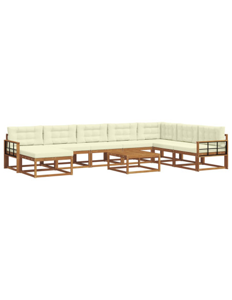 Set di divani da esterno con cuscino 9 pcs Naturale e Crema