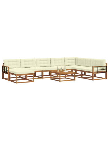 Set di divani da esterno con cuscino 9 pcs Naturale e Crema