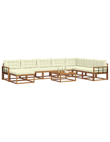 Set di divani da esterno con cuscino 9 pcs Naturale e Crema