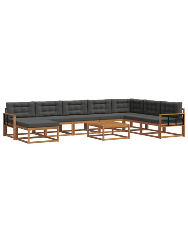 Set di divani da esterno con cuscino 9 pcs Naturale e Antracite