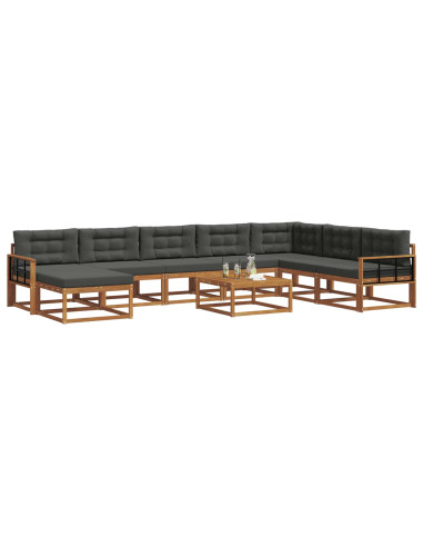 Set di divani da esterno con cuscino 9 pcs Naturale e Antracite