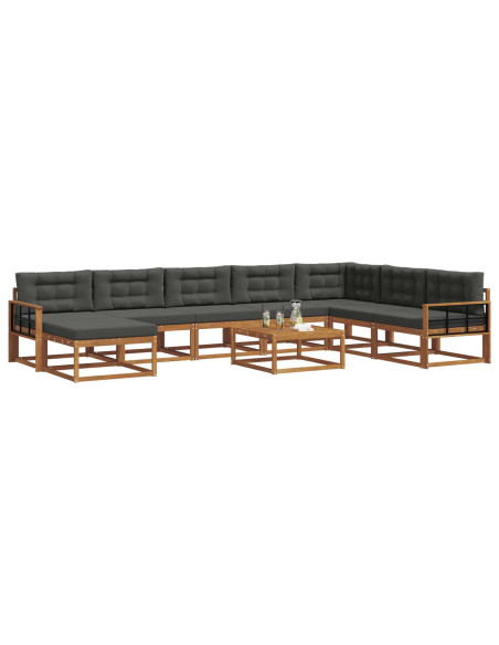 Set di divani da esterno con cuscino 9 pcs Naturale e Antracite