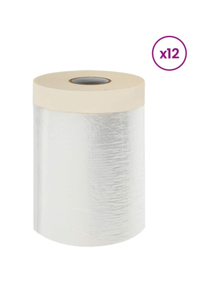 Telo per Polvere con Nastro Adesivo 12 pcs 55 x 3300 cm HDPE