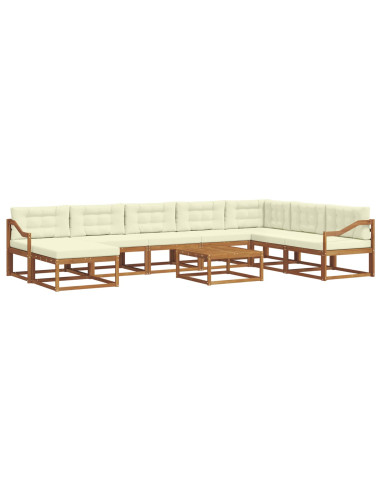 Set di divani da esterno con cuscino 9 pcs Naturale e Crema