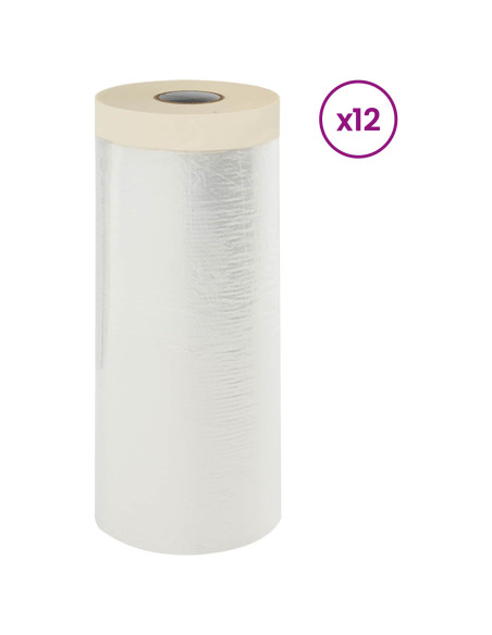 Telo per Polvere con Nastro Adesivo 12 pcs 140 x 3300 cm HDPE