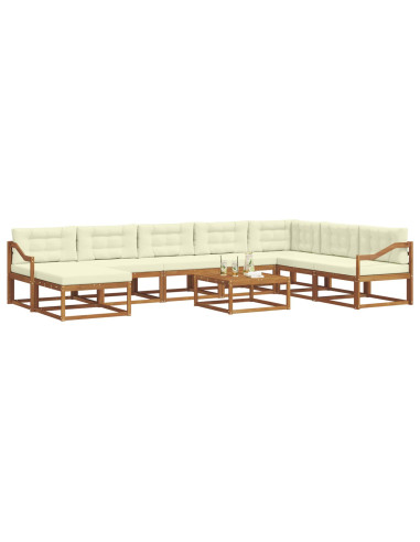Set di divani da esterno con cuscino 9 pcs Naturale e Crema